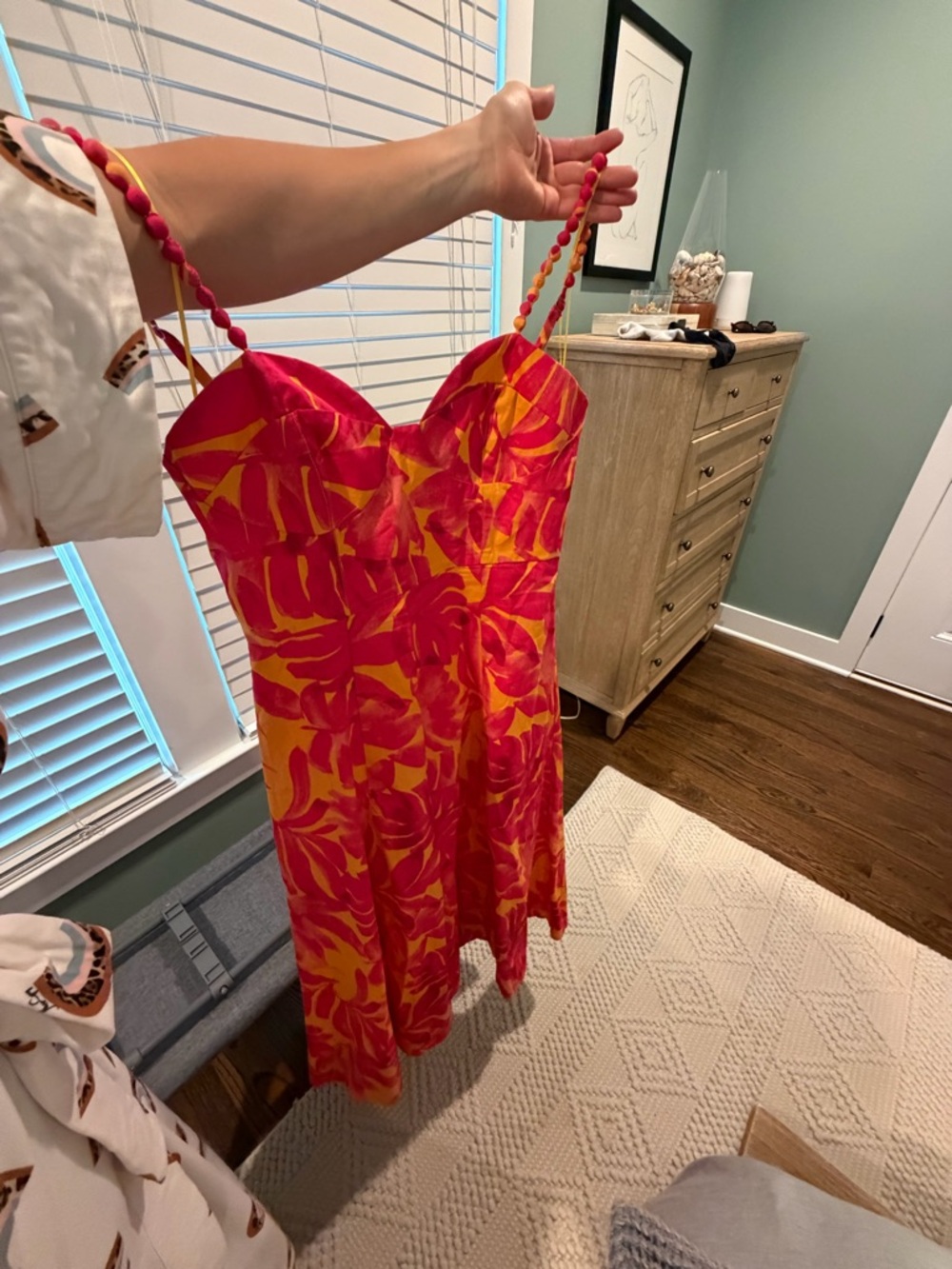 fab'rik Pink & Yellow Tropical Slip Dress